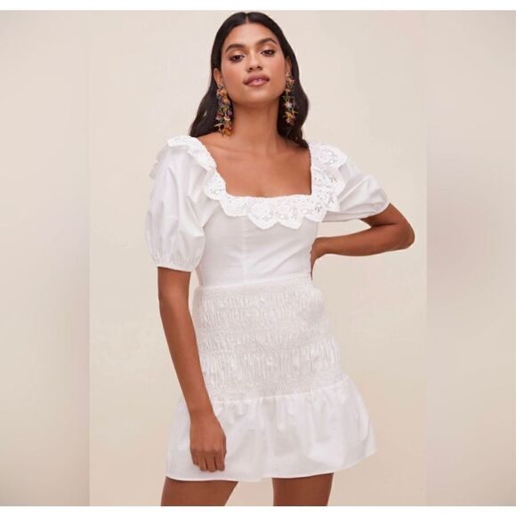 Astr the‎ Label Patina White Smocked Mini Dress size large NWT - Picture 2 of 14